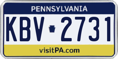 PA license plate KBV2731