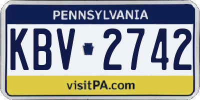 PA license plate KBV2742