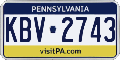 PA license plate KBV2743