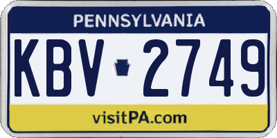 PA license plate KBV2749