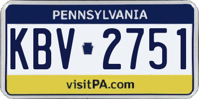 PA license plate KBV2751