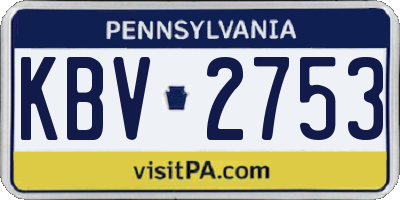 PA license plate KBV2753