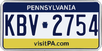 PA license plate KBV2754