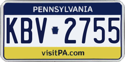 PA license plate KBV2755