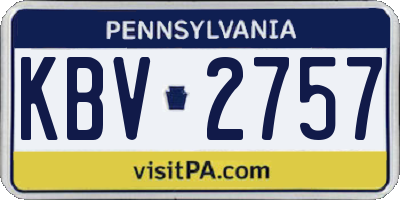 PA license plate KBV2757