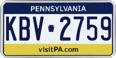 PA license plate KBV2759