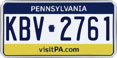 PA license plate KBV2761