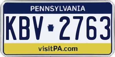 PA license plate KBV2763
