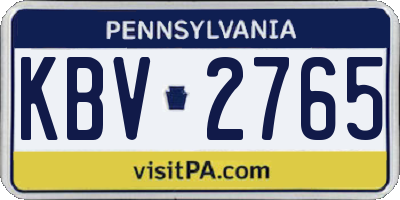 PA license plate KBV2765