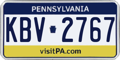 PA license plate KBV2767
