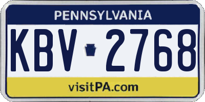 PA license plate KBV2768