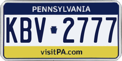 PA license plate KBV2777