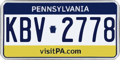 PA license plate KBV2778