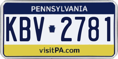 PA license plate KBV2781