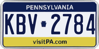 PA license plate KBV2784