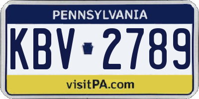 PA license plate KBV2789