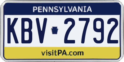 PA license plate KBV2792