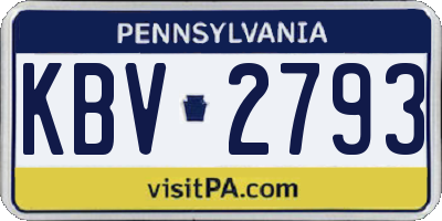 PA license plate KBV2793