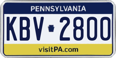 PA license plate KBV2800