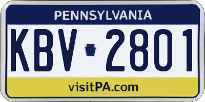 PA license plate KBV2801