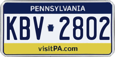 PA license plate KBV2802