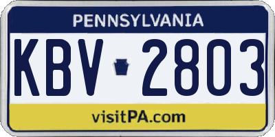 PA license plate KBV2803