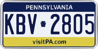 PA license plate KBV2805