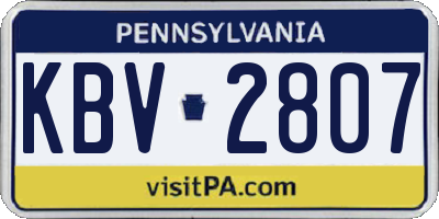PA license plate KBV2807