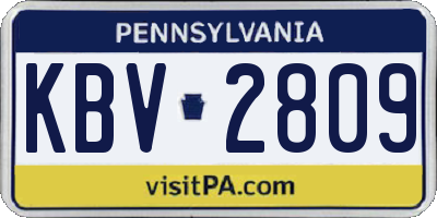 PA license plate KBV2809