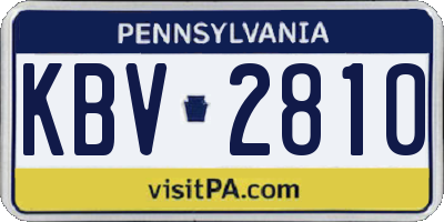 PA license plate KBV2810