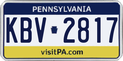 PA license plate KBV2817