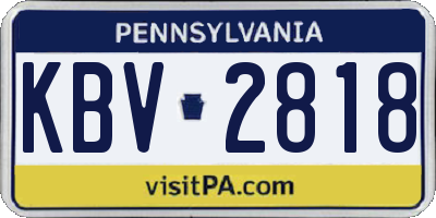 PA license plate KBV2818
