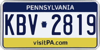 PA license plate KBV2819