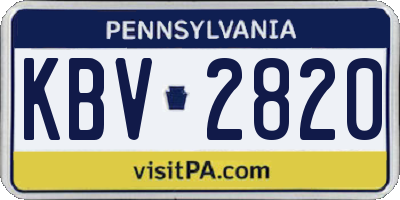 PA license plate KBV2820