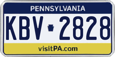 PA license plate KBV2828