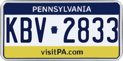 PA license plate KBV2833
