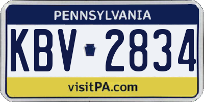 PA license plate KBV2834