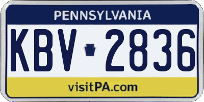 PA license plate KBV2836