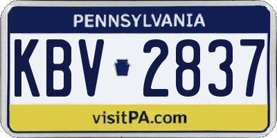 PA license plate KBV2837
