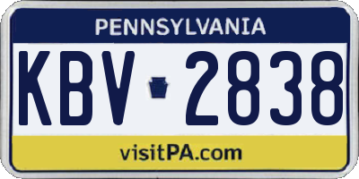 PA license plate KBV2838