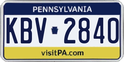 PA license plate KBV2840