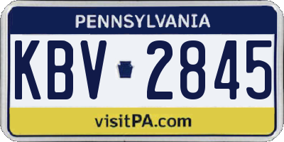 PA license plate KBV2845