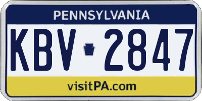 PA license plate KBV2847