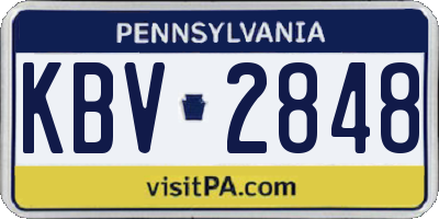 PA license plate KBV2848
