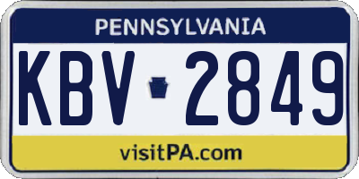 PA license plate KBV2849