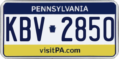 PA license plate KBV2850