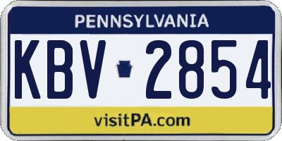 PA license plate KBV2854
