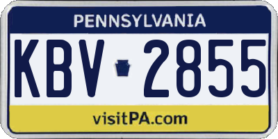 PA license plate KBV2855