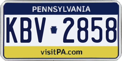 PA license plate KBV2858