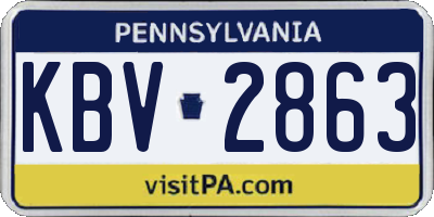 PA license plate KBV2863